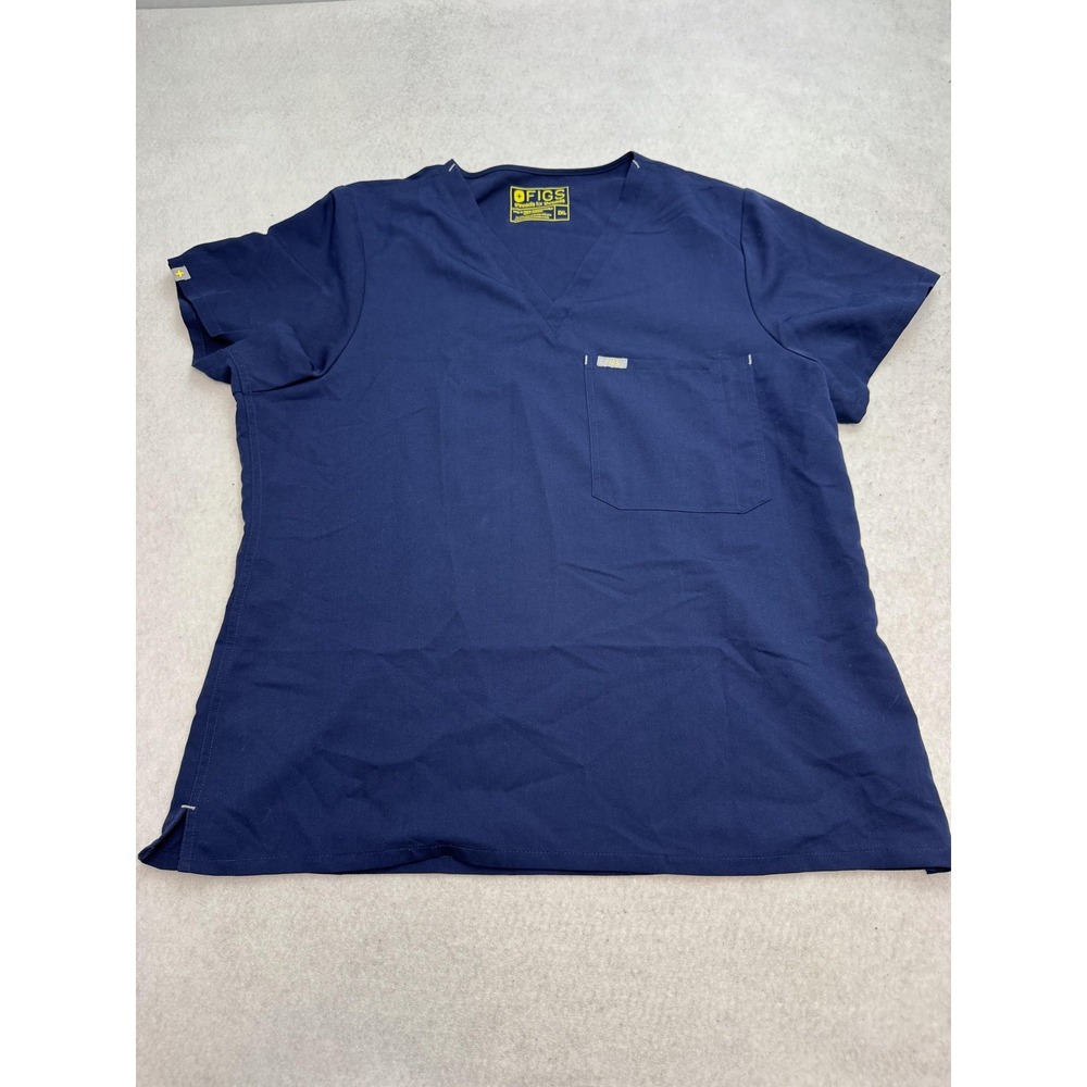 FIGS Scrub Shirt Women's 2XL Navy Blue V Neck Short Sleeve Medical Top
